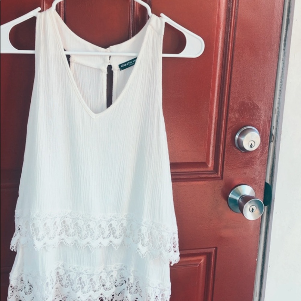 White Lacy Tank Cha Cha Vente